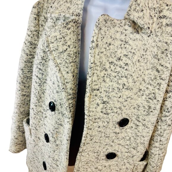 Forever 21 White & Black Flecked Pea Coat - Size M - Worn Once - Picture 4 of 11